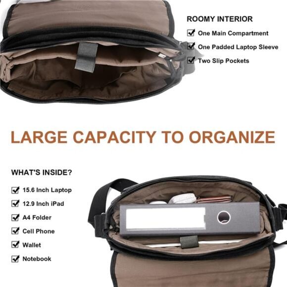 Amazon.com: Mens Messenger Bag 15.6 Inch Waterproof Vintage  Men Messenger Bag 15.6 inch, Water-resistant Canvas Computer Bag Work Bag